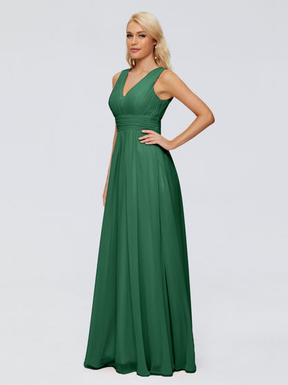 Juliana A-line V Neck Straps Chiffon Bridesmaid Dresses With Pockets