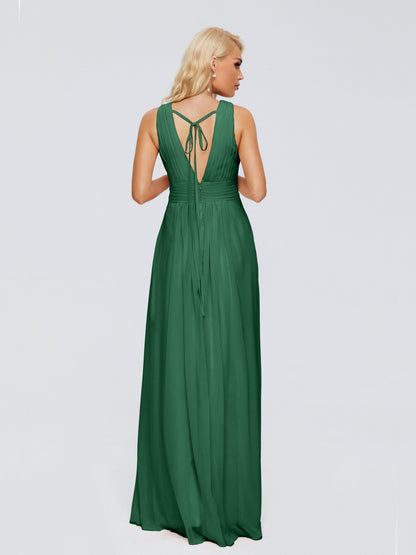 Juliana A-line V Neck Straps Chiffon Bridesmaid Dresses With Pockets