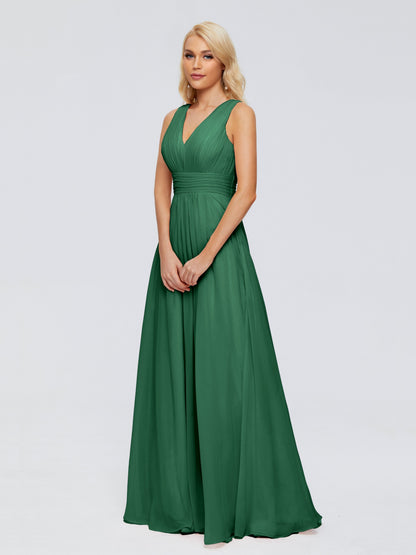 Juliana A-line V Neck Straps Chiffon Bridesmaid Dresses With Pockets