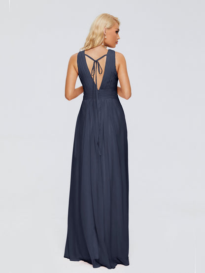 Juliana A-line V Neck Straps Chiffon Bridesmaid Dresses With Pockets