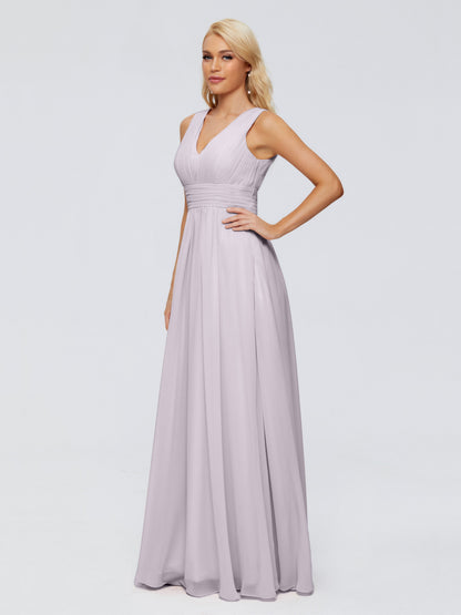Juliana A-line V Neck Straps Chiffon Bridesmaid Dresses With Pockets