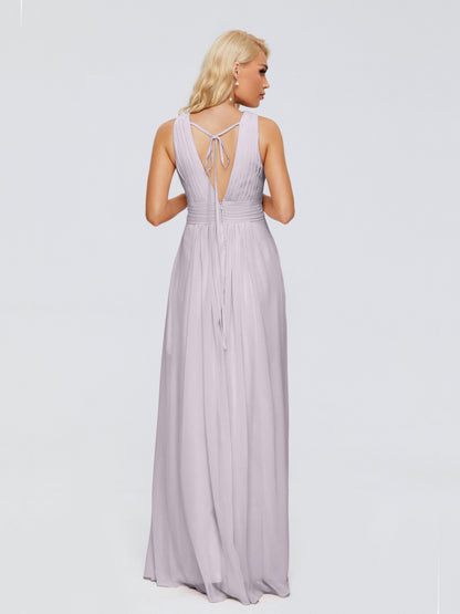 Juliana A-line V Neck Straps Chiffon Bridesmaid Dresses With Pockets