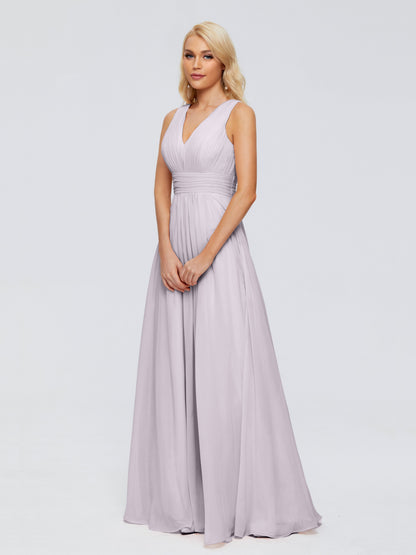 Juliana A-line V Neck Straps Chiffon Bridesmaid Dresses With Pockets