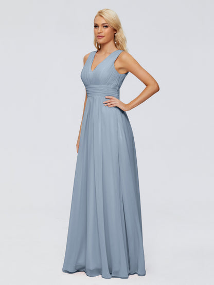 Juliana A-line V Neck Straps Chiffon Bridesmaid Dresses With Pockets