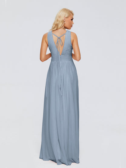 Juliana A-line V Neck Straps Chiffon Bridesmaid Dresses With Pockets