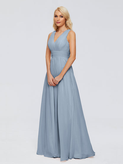 Juliana A-line V Neck Straps Chiffon Bridesmaid Dresses With Pockets