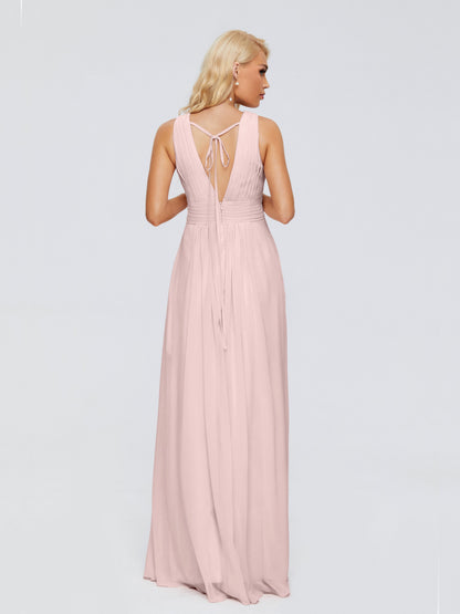Juliana A-line V Neck Straps Chiffon Bridesmaid Dresses With Pockets