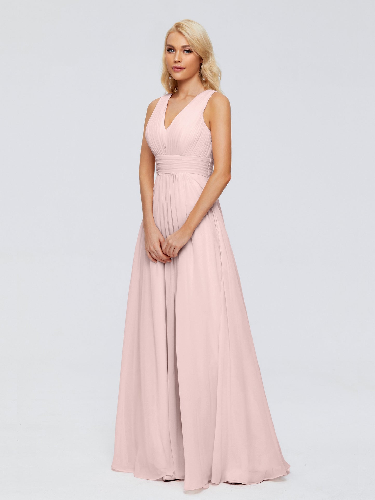Juliana A-line V Neck Straps Chiffon Bridesmaid Dresses With Pockets