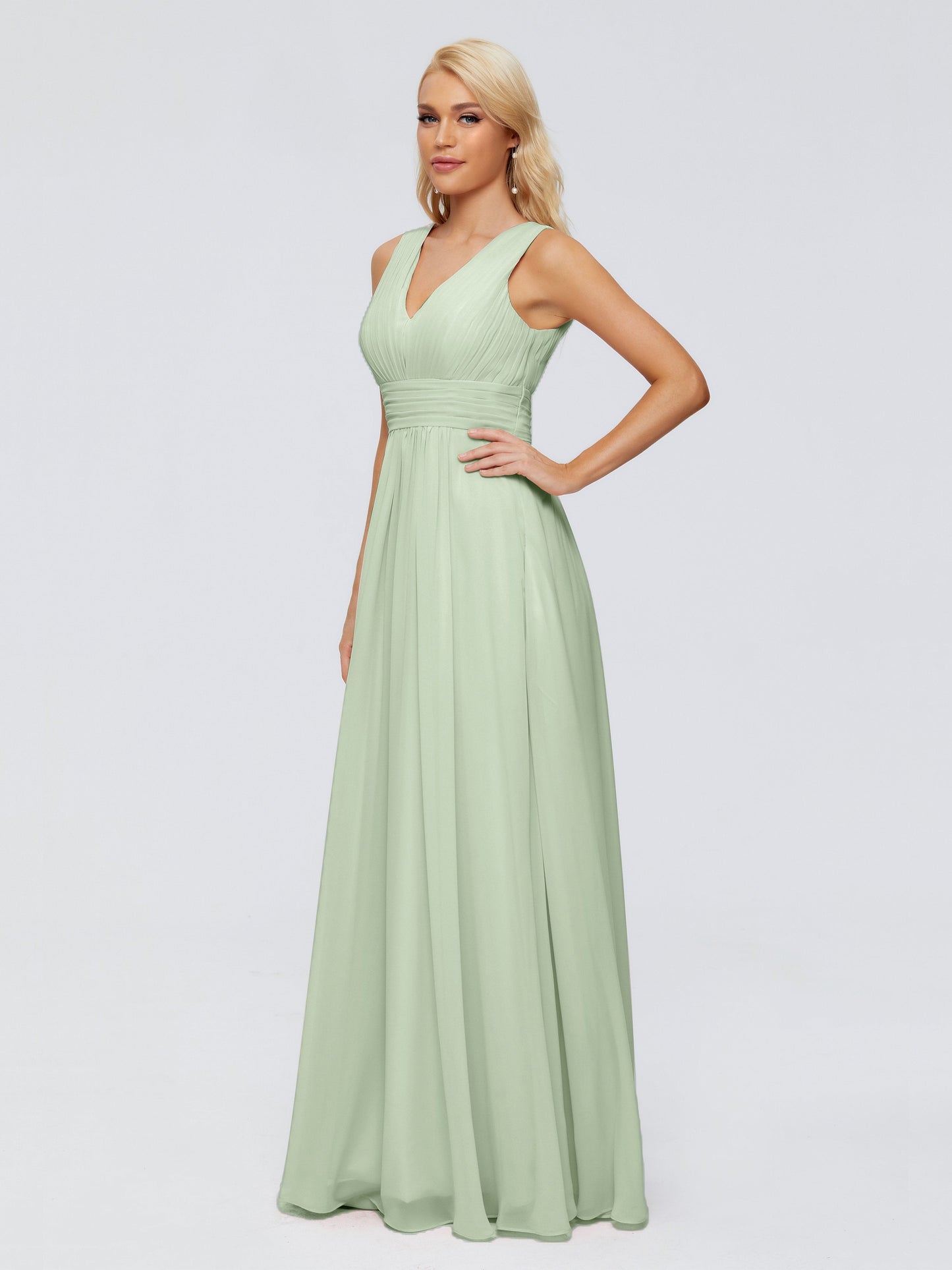 Juliana A-line V Neck Straps Chiffon Bridesmaid Dresses With Pockets