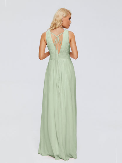 Juliana A-line V Neck Straps Chiffon Bridesmaid Dresses With Pockets