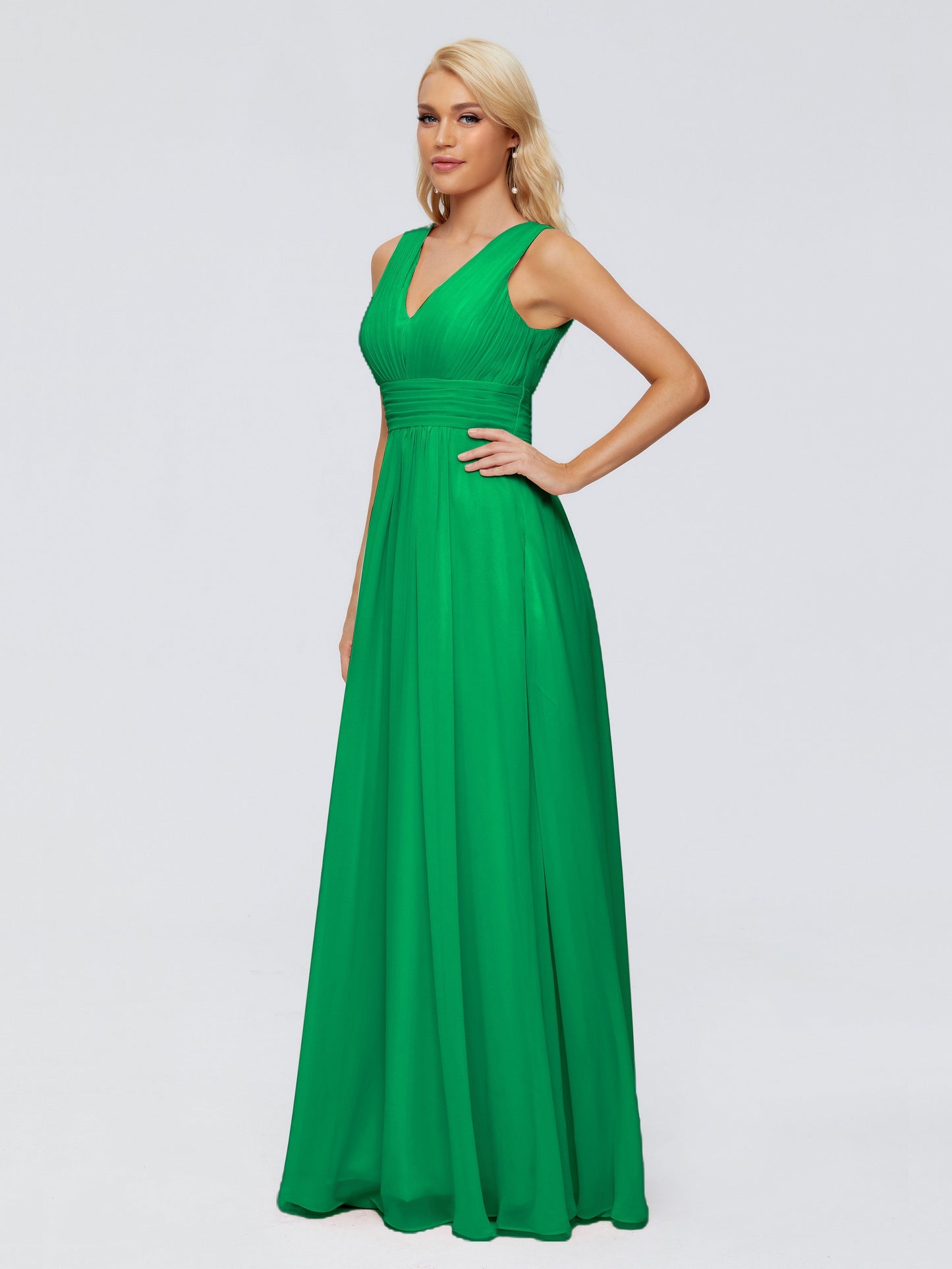 Juliana A-line V Neck Straps Chiffon Bridesmaid Dresses With Pockets
