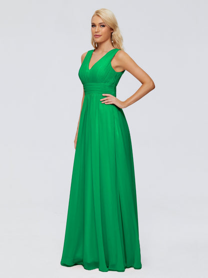 Juliana A-line V Neck Straps Chiffon Bridesmaid Dresses With Pockets