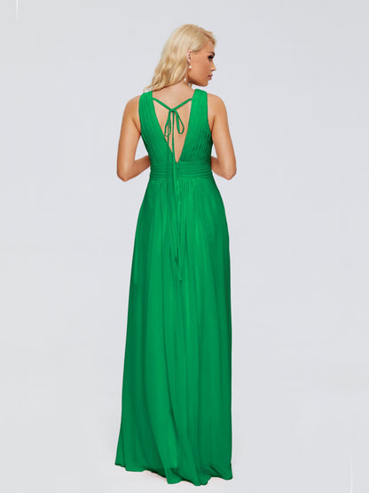 Juliana A-line V Neck Straps Chiffon Bridesmaid Dresses With Pockets