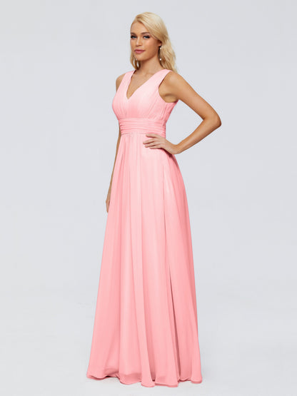 Juliana A-line V Neck Straps Chiffon Bridesmaid Dresses With Pockets