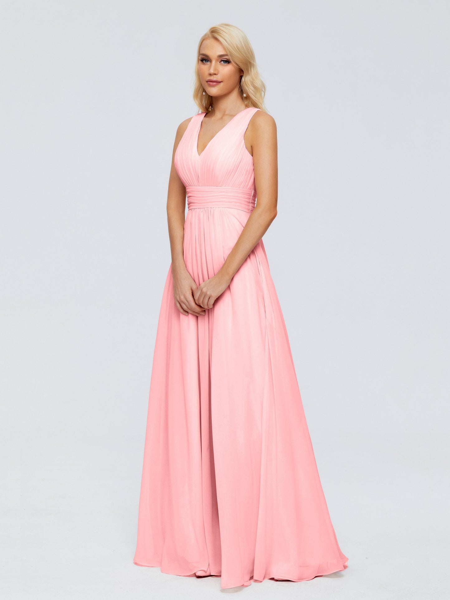 Juliana A-line V Neck Straps Chiffon Bridesmaid Dresses With Pockets