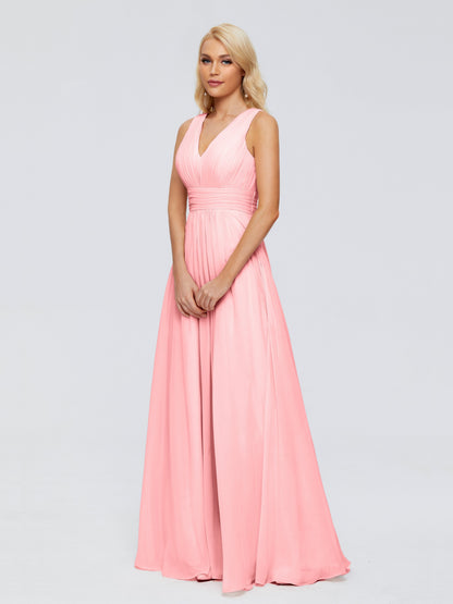 Juliana A-line V Neck Straps Chiffon Bridesmaid Dresses With Pockets
