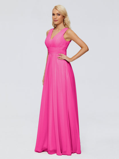 Juliana A-line V Neck Straps Chiffon Bridesmaid Dresses With Pockets