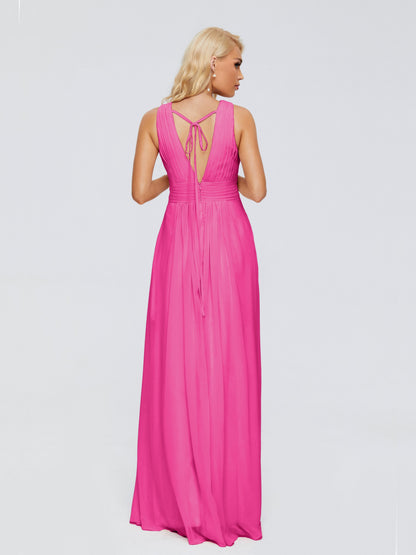 Juliana A-line V Neck Straps Chiffon Bridesmaid Dresses With Pockets