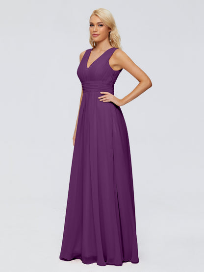 Juliana A-line V Neck Straps Chiffon Bridesmaid Dresses With Pockets