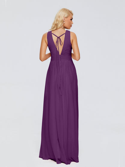 Juliana A-line V Neck Straps Chiffon Bridesmaid Dresses With Pockets