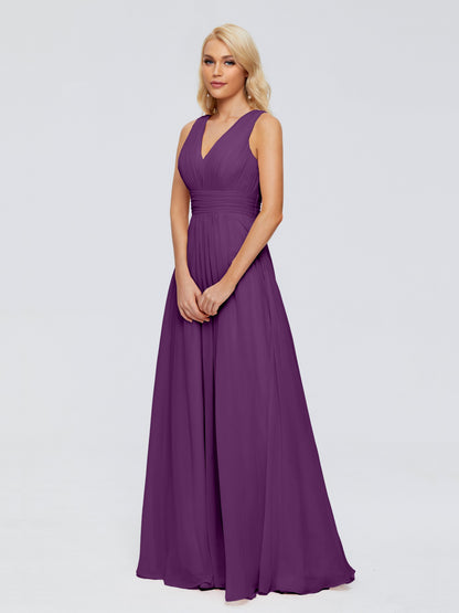 Juliana A-line V Neck Straps Chiffon Bridesmaid Dresses With Pockets