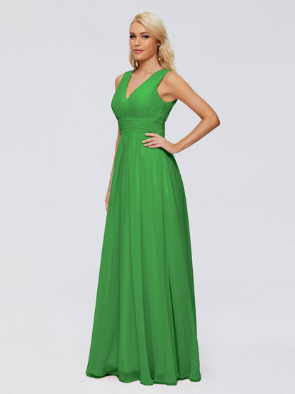 Juliana A-line V Neck Straps Chiffon Bridesmaid Dresses With Pockets