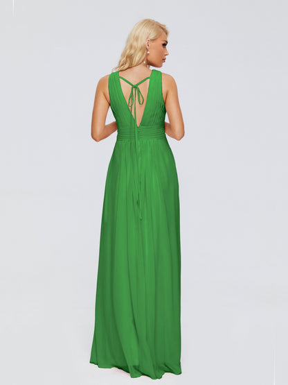 Juliana A-line V Neck Straps Chiffon Bridesmaid Dresses With Pockets