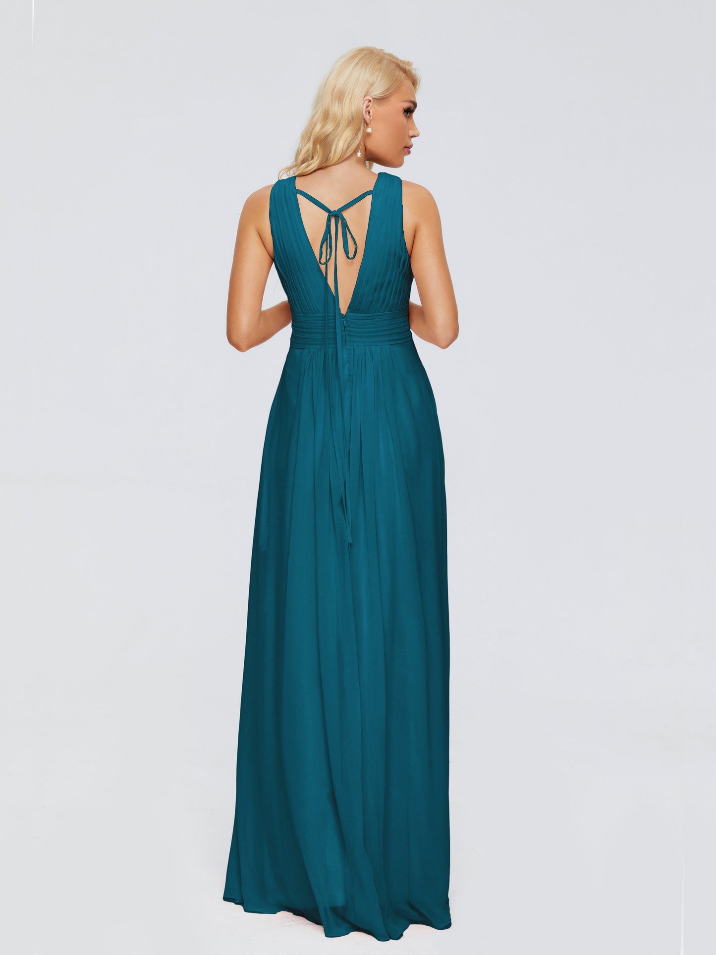Juliana A-line V Neck Straps Chiffon Bridesmaid Dresses With Pockets