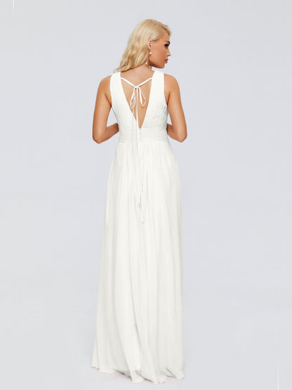 Juliana A-line V Neck Straps Chiffon Bridesmaid Dresses With Pockets
