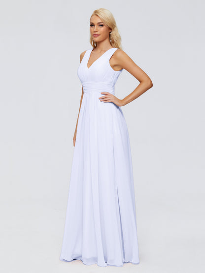 Juliana A-line V Neck Straps Chiffon Bridesmaid Dresses With Pockets