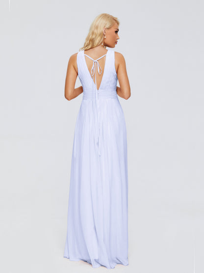 Juliana A-line V Neck Straps Chiffon Bridesmaid Dresses With Pockets