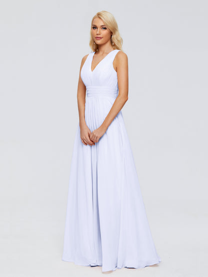 Juliana A-line V Neck Straps Chiffon Bridesmaid Dresses With Pockets