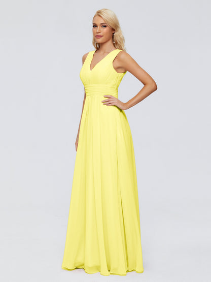 Juliana A-line V Neck Straps Chiffon Bridesmaid Dresses With Pockets
