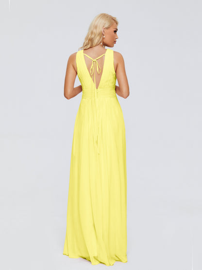 Juliana A-line V Neck Straps Chiffon Bridesmaid Dresses With Pockets