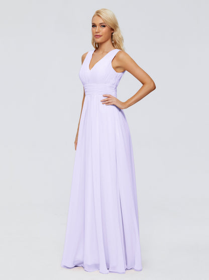 Juliana A-line V Neck Straps Chiffon Bridesmaid Dresses With Pockets