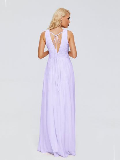 Juliana A-line V Neck Straps Chiffon Bridesmaid Dresses With Pockets