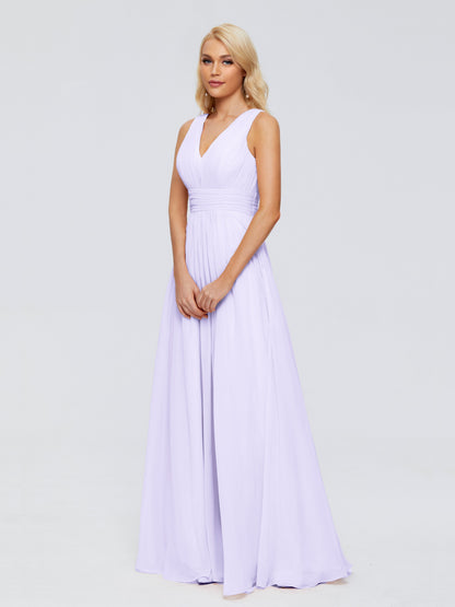 Juliana A-line V Neck Straps Chiffon Bridesmaid Dresses With Pockets