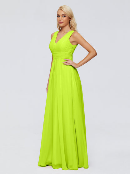 Juliana A-line V Neck Straps Chiffon Bridesmaid Dresses With Pockets
