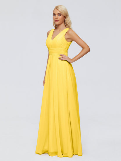 Juliana A-line V Neck Straps Chiffon Bridesmaid Dresses With Pockets