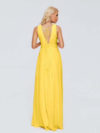 Juliana A-line V Neck Straps Chiffon Bridesmaid Dresses With Pockets