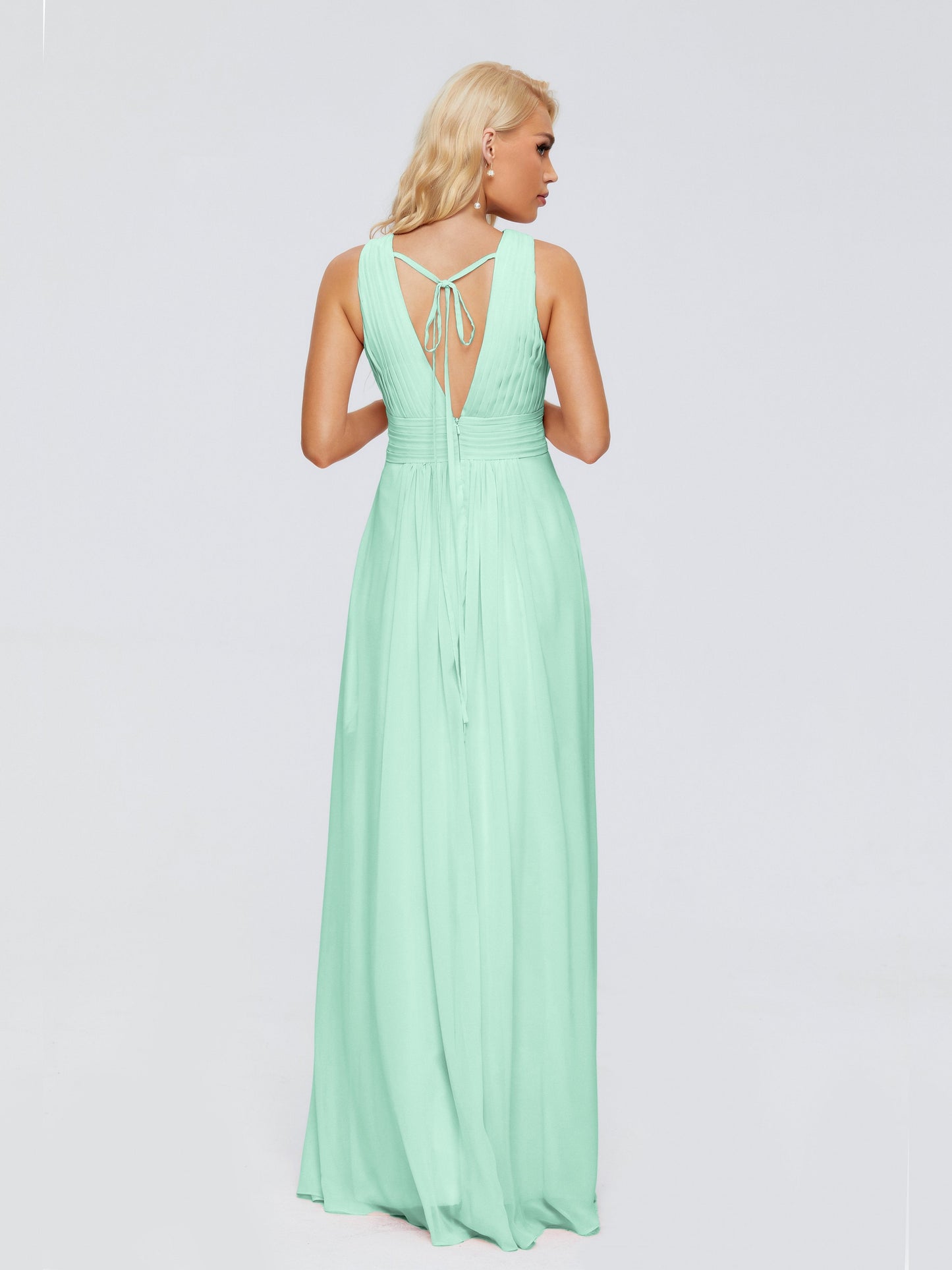 Juliana A-line V Neck Straps Chiffon Bridesmaid Dresses With Pockets