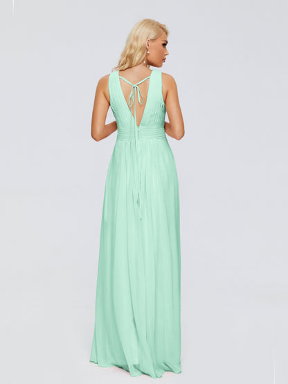 Juliana A-line V Neck Straps Chiffon Bridesmaid Dresses With Pockets