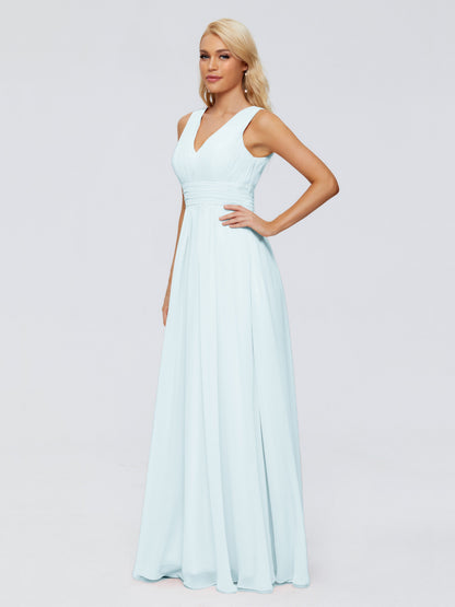 Juliana A-line V Neck Straps Chiffon Bridesmaid Dresses With Pockets