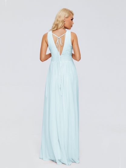 Juliana A-line V Neck Straps Chiffon Bridesmaid Dresses With Pockets