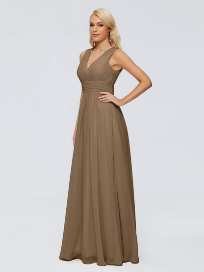 Juliana A-line V Neck Straps Chiffon Bridesmaid Dresses With Pockets