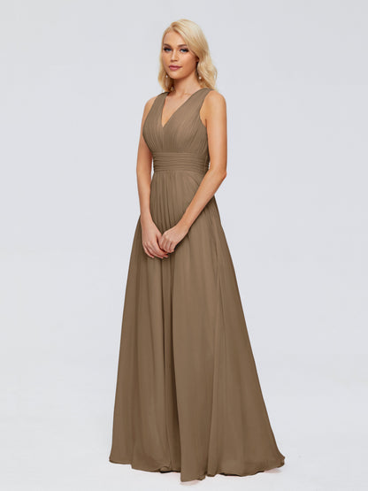 Juliana A-line V Neck Straps Chiffon Bridesmaid Dresses With Pockets