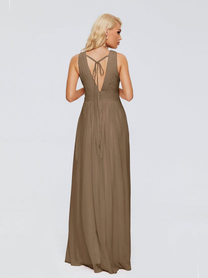 Juliana A-line V Neck Straps Chiffon Bridesmaid Dresses With Pockets