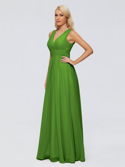 Juliana A-line V Neck Straps Chiffon Bridesmaid Dresses With Pockets