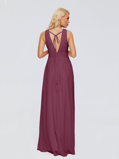 Juliana A-line V Neck Straps Chiffon Bridesmaid Dresses With Pockets