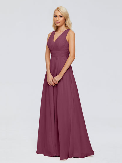 Juliana A-line V Neck Straps Chiffon Bridesmaid Dresses With Pockets